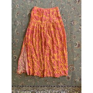 Abel the Label Pink & Orange Maximalist Midi Skirt, size S